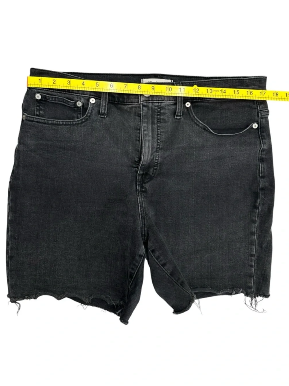 Madewell High-Rise Denim Mid-Length Shorts Washed Black Denim Cutoff Bermuda 31 - Picture 6 of 9